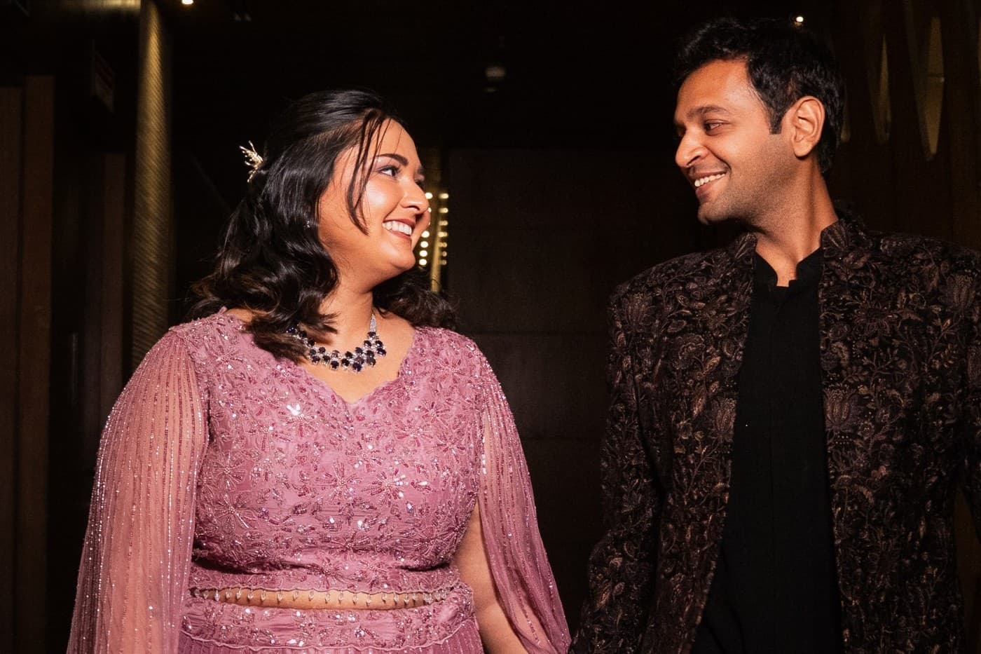 Ayushi and Hridik at their engagement